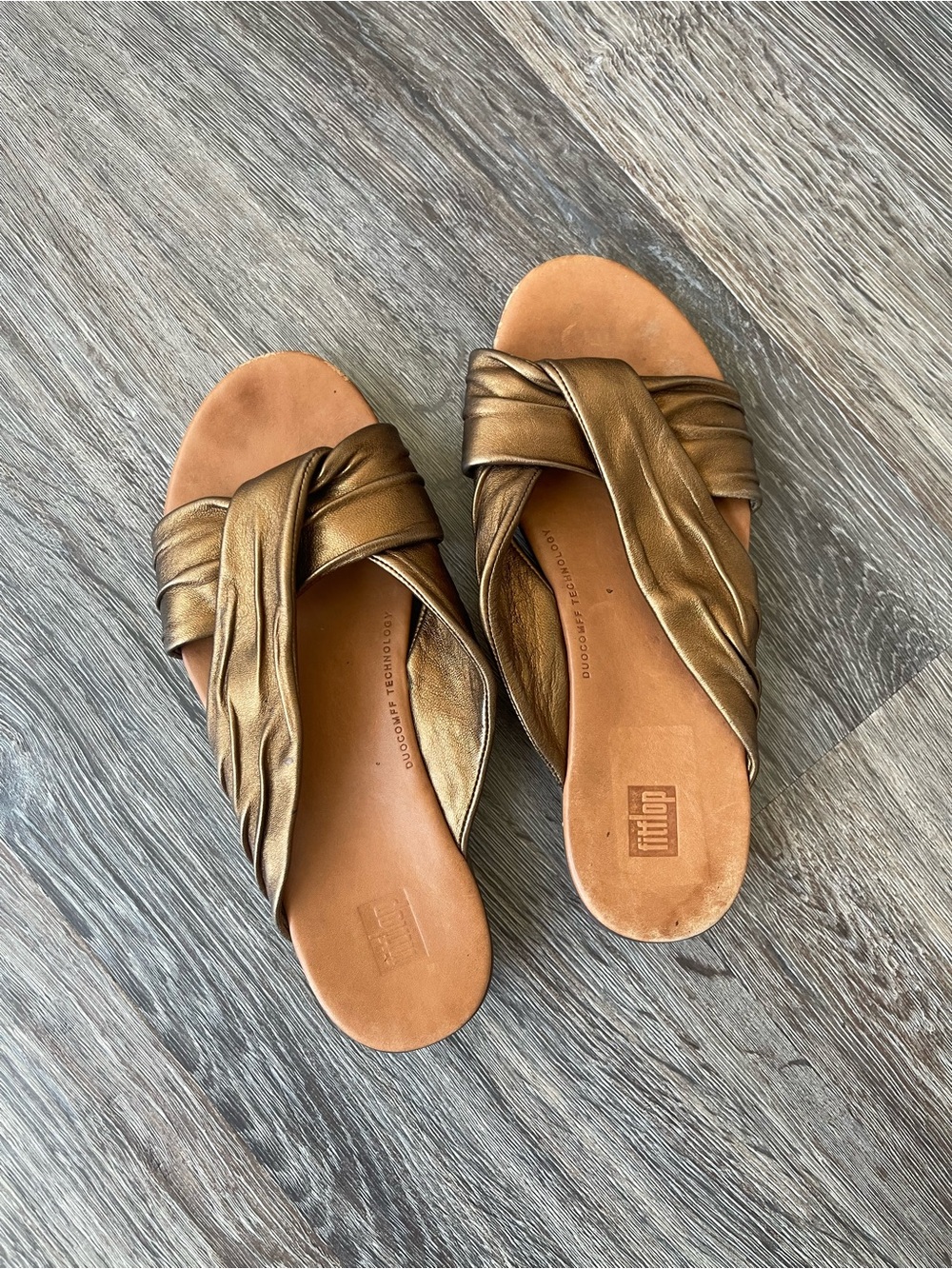 Fitflop | Bronze Metallic Leather Twine Slip-on Sandals
